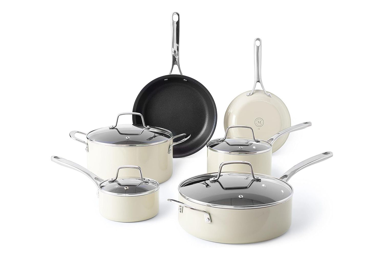 Martha Stewart Lockton Premium Nonstick 10 Piece Enamel Heavy Gauge Aluminum Pots and Pans Cookware Set