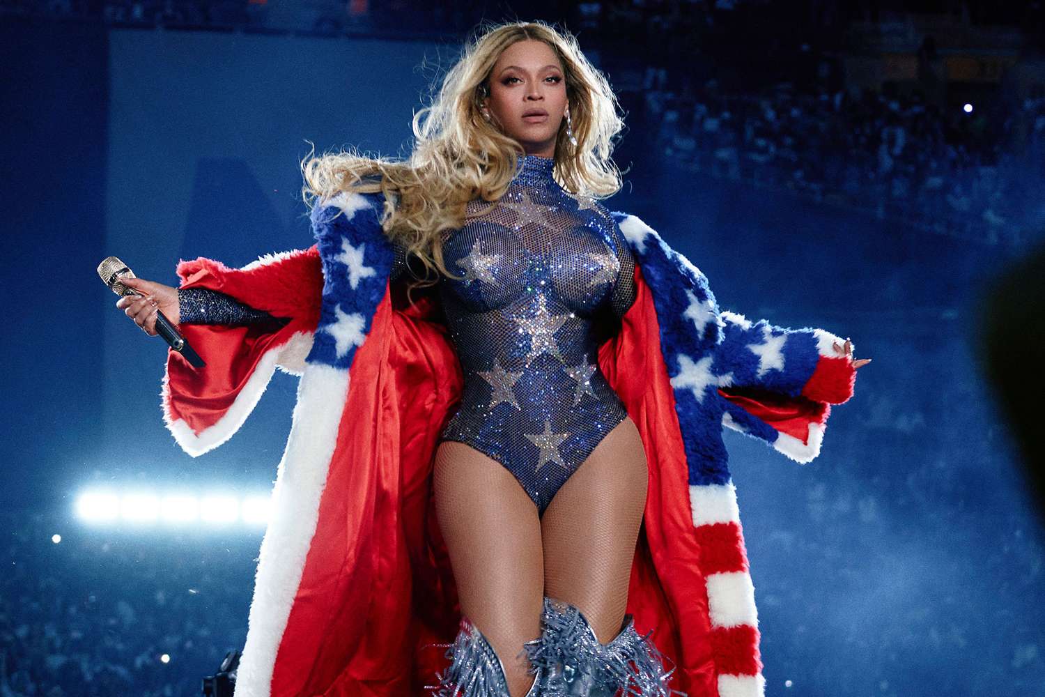Beyonce on stage at Northwest Stadium in Landover, MD