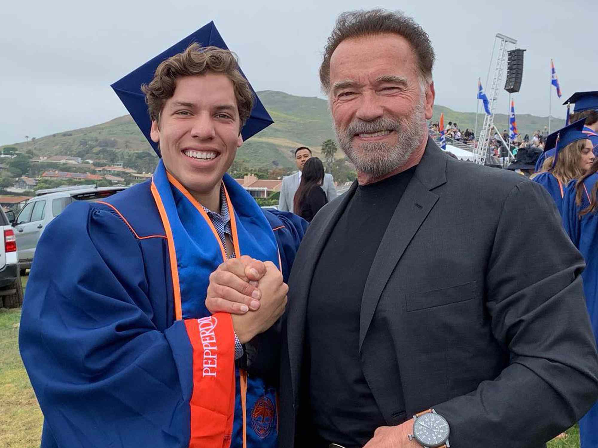 Arnold Schwarzenegger supports son Patrick Schwarzenegger at his college graduation
