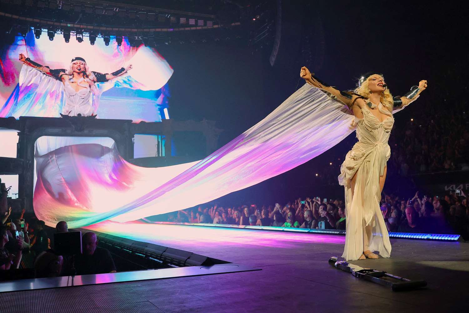 Lady Gaga performs onstage during The MAYHEM Ball Tour at The Kia Forum on July 28, 2025 in Inglewood, California.