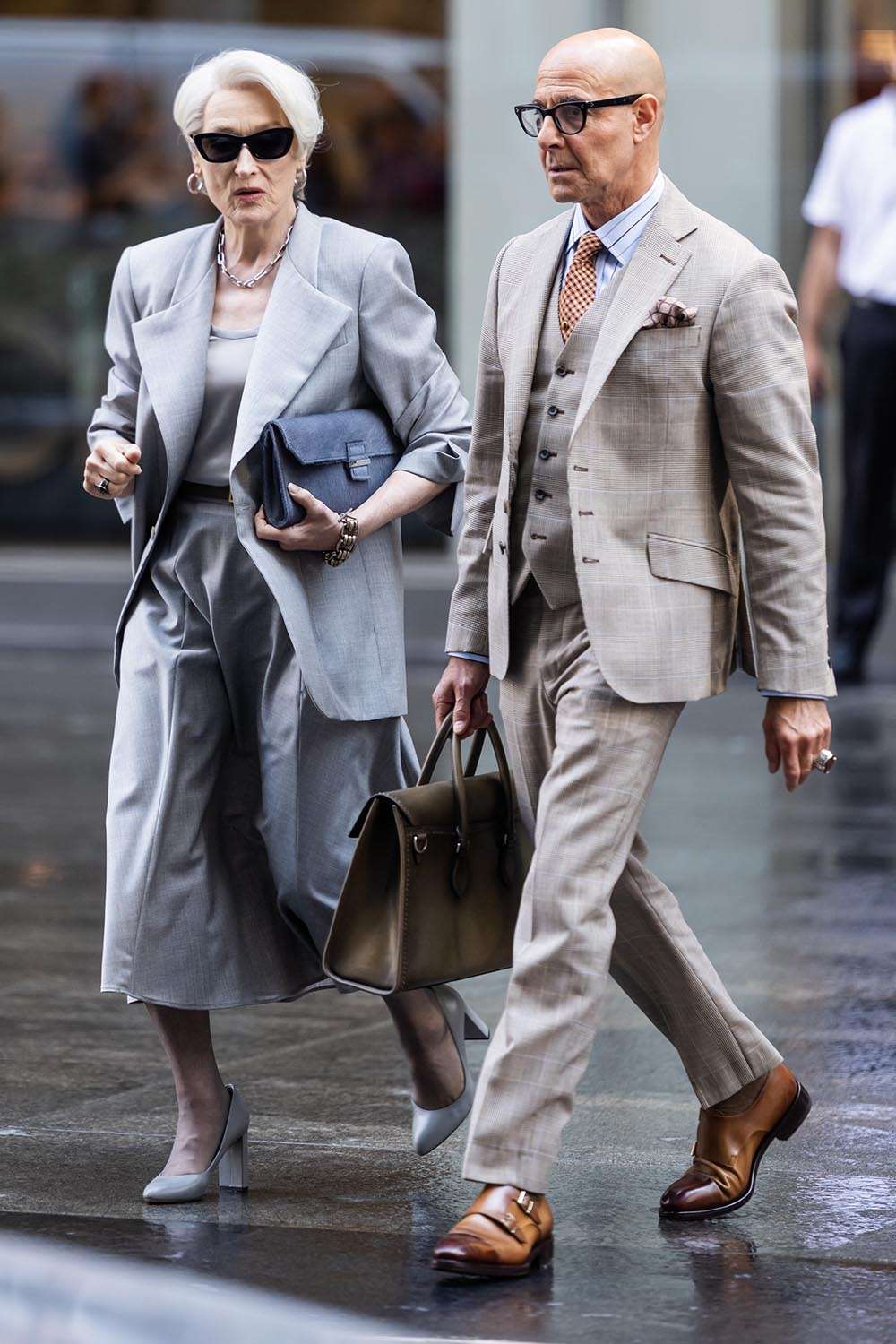 Meryl Streep and Stanley Tucci are seen filming 