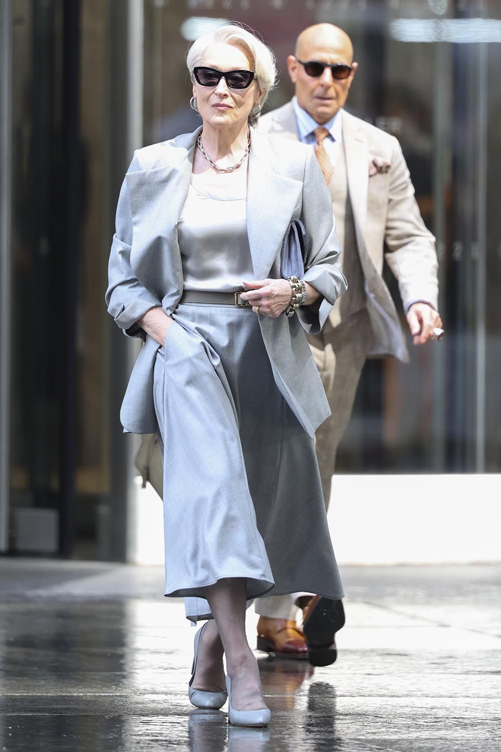 Meryl Streep and Stanley Tucci are seen filming 