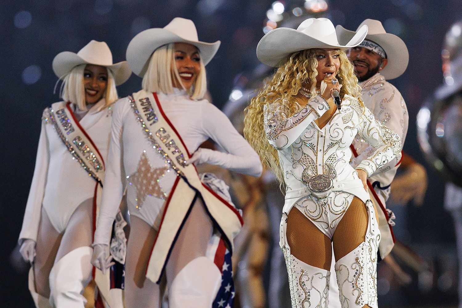 Beyonce performs during the halftime show for the game between the Baltimore Ravens and the Houston Texans at NRG Stadium on December 25, 2024 in Houston, Texas.