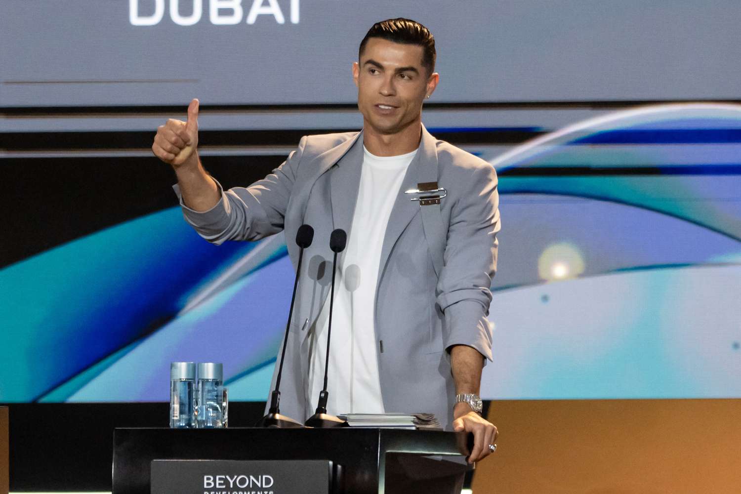 Cristiano Ronaldo during the Globe Soccer Dubai Awards 2024 on December 27, 2024 in Dubai, United Arab Emirates.
