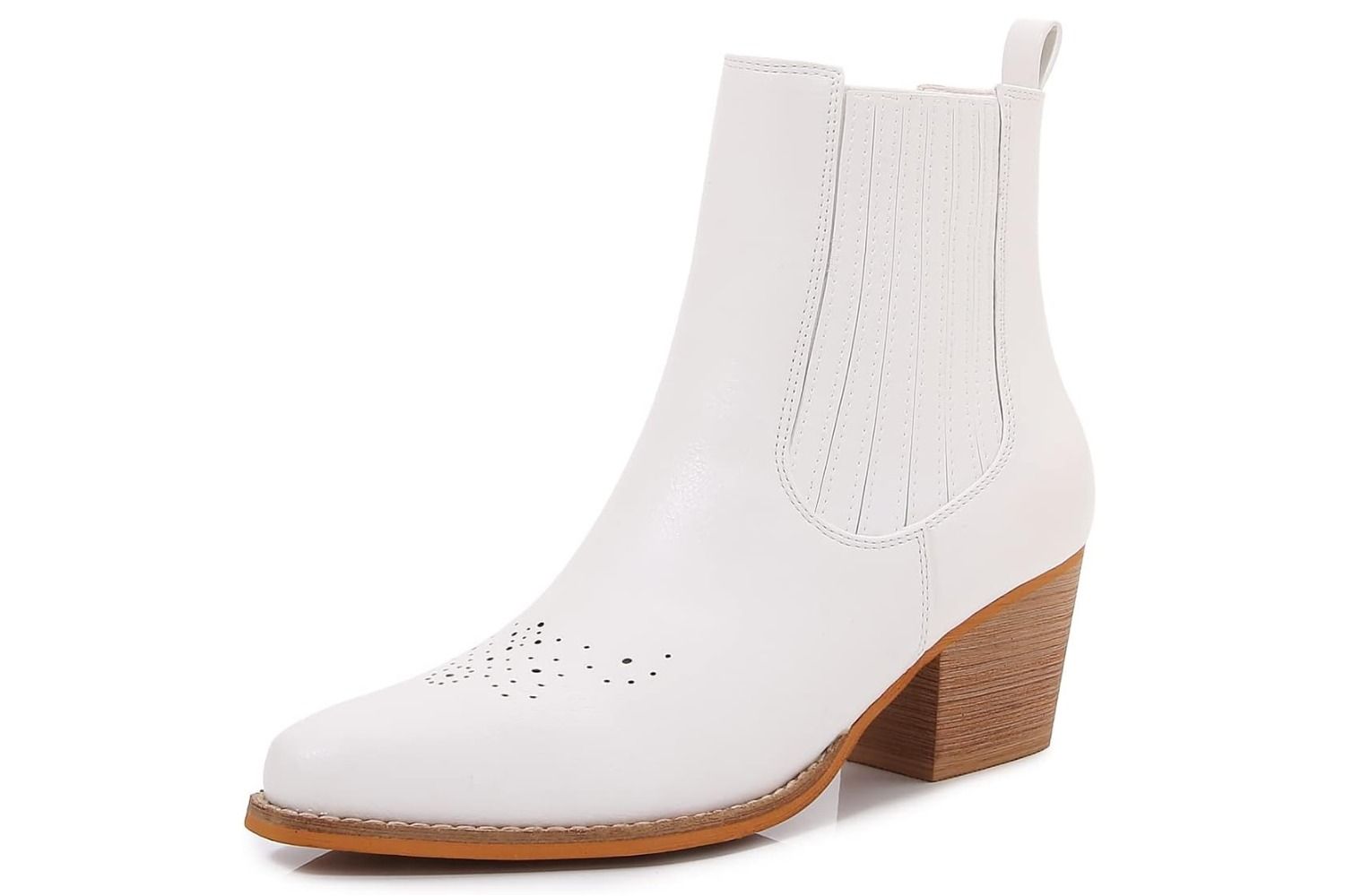 mm Pointed Toe Mid Heels Chelsea Ankle Boots