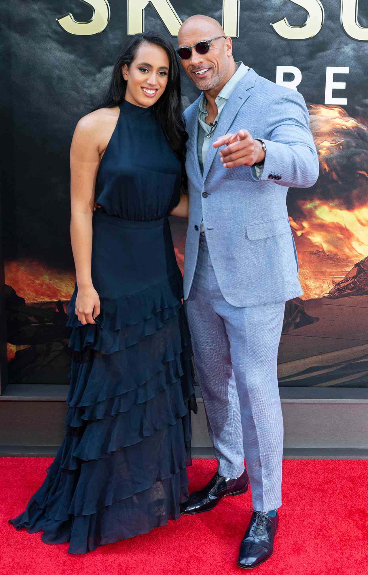 Simone Johnson and Dwayne Johnson at Skyscraper premiere