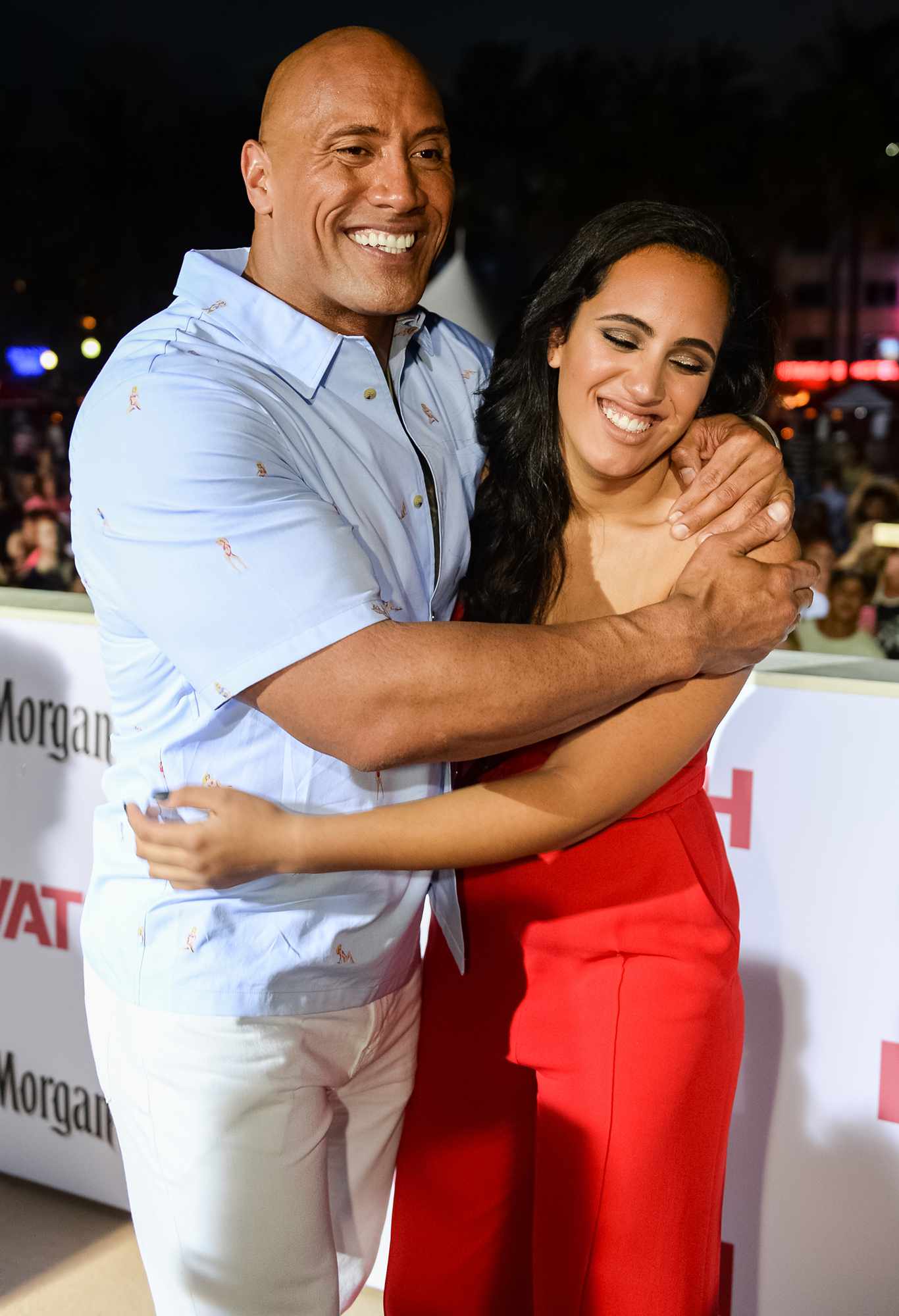 Dwayne Johnson and Simone Johnson attend the premiere of Baywatch