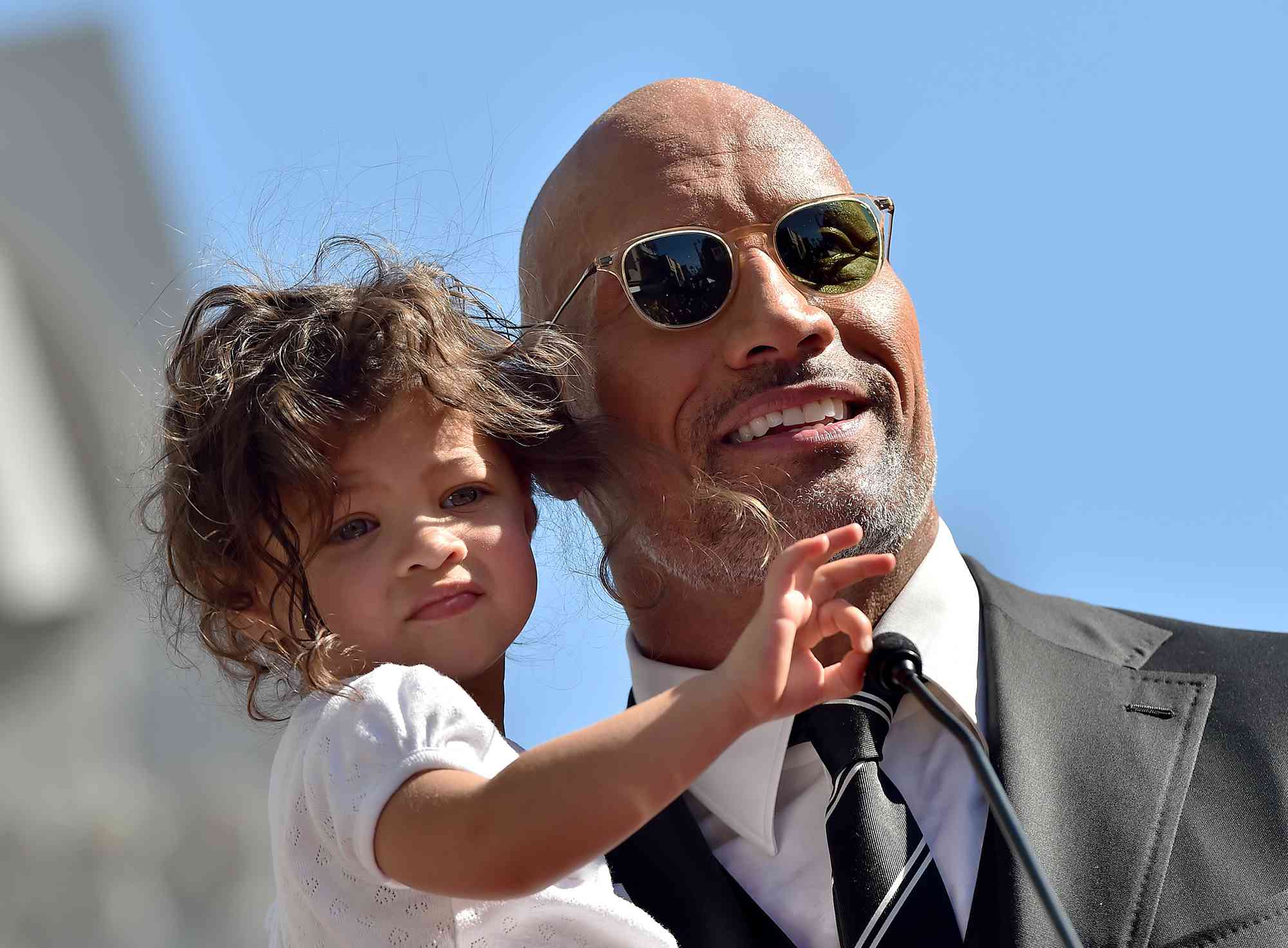 Dwayne Johnson and daughter Jasmine Johnson at Hollywood Walk of Fame