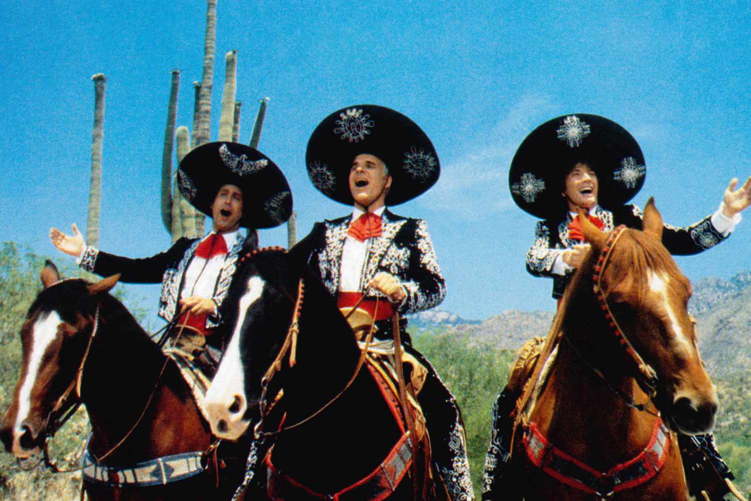Chevy Chase, Steve Martin, Martin Short in Three Amigos.