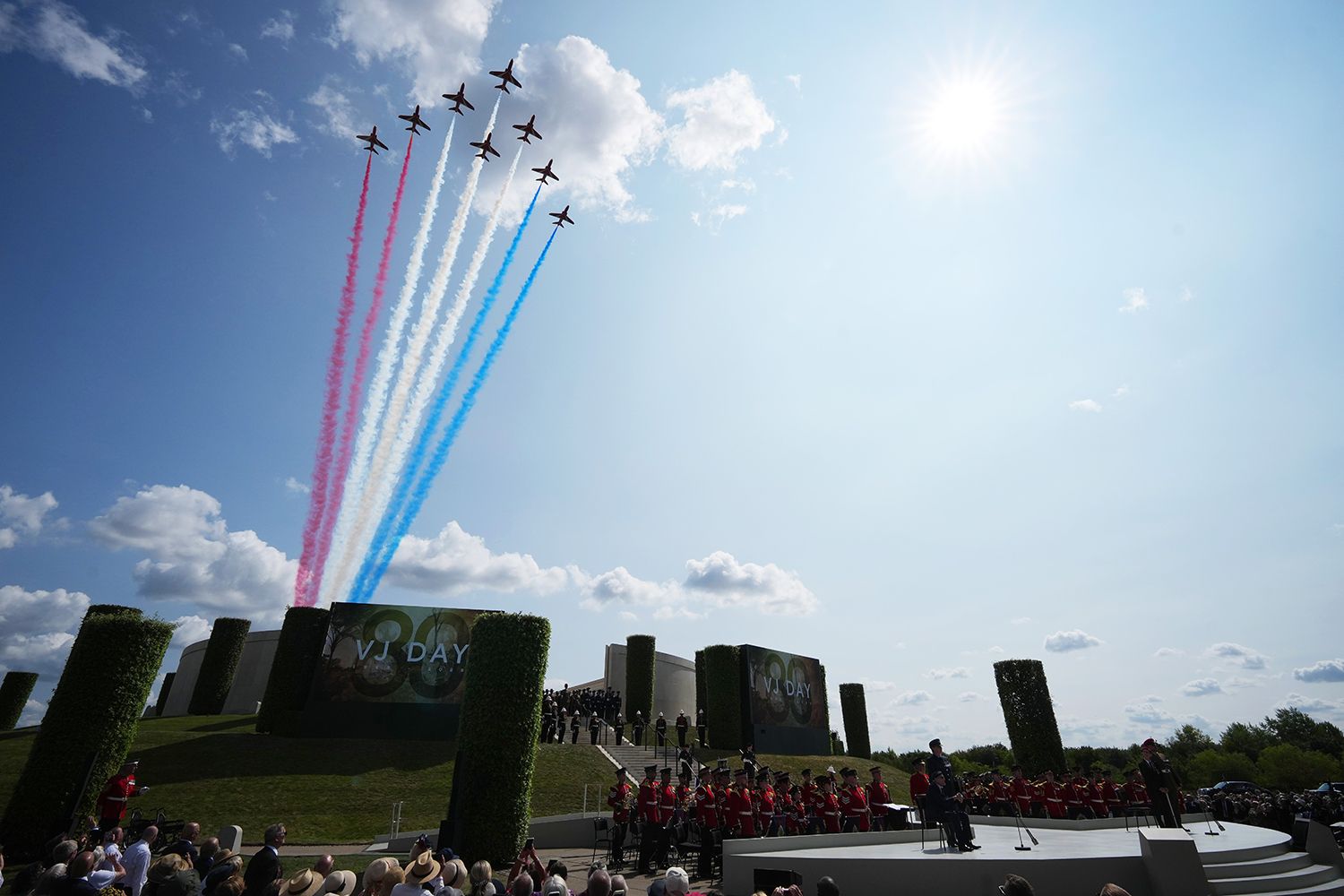 Red Arrows flypast over VJ Day Service