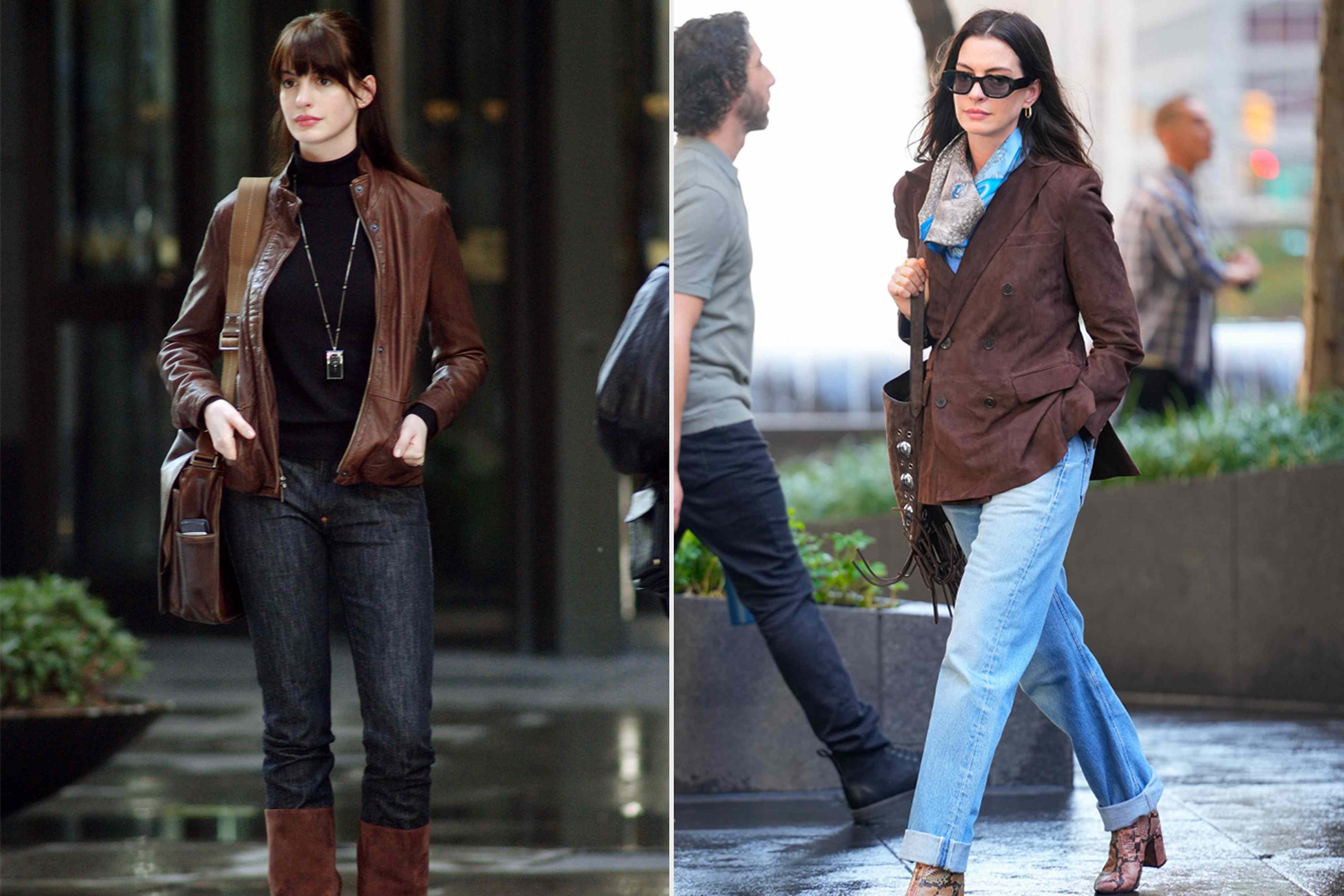 Anne Hathaway on the sets of the Devil Wears Prada 1 & 2