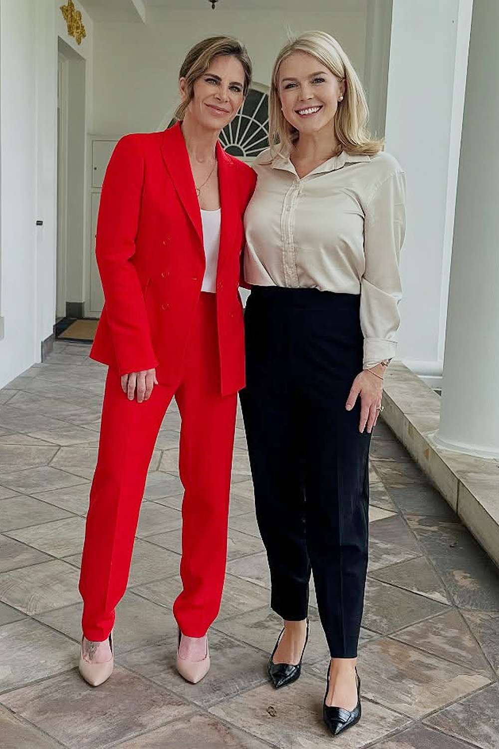 Jillian Michaels and Karoline Leavitt in May 2025.