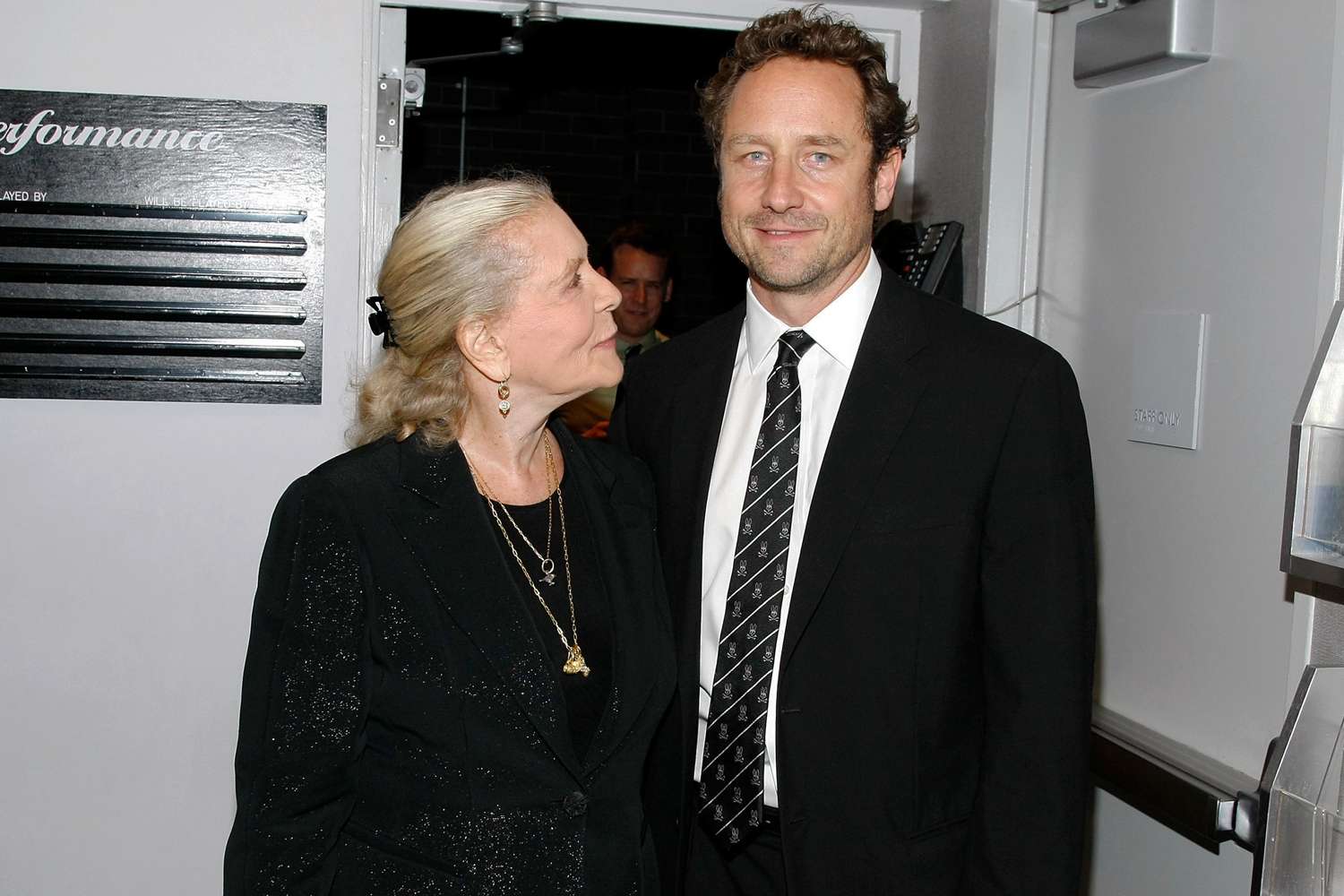 Lauren Bacall and Sam Robards at the opening night of "The Overwhelming" on Oct. 23, 2007, in New York City.