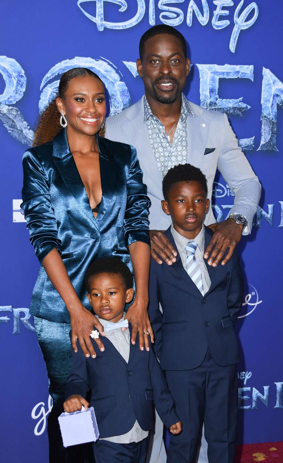 Sterling K. Brown, Ryan Michelle Bathe, and their sons Andrew and Amare at the Frozen 2 premiere.