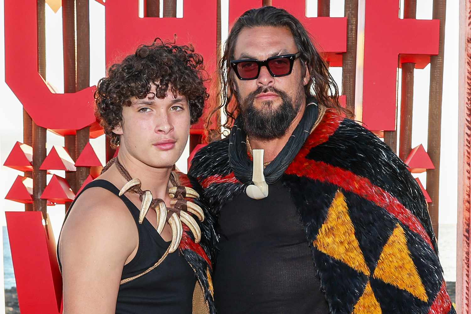 Wolf Momoa and Jason Momoa at the Chief of War premiere