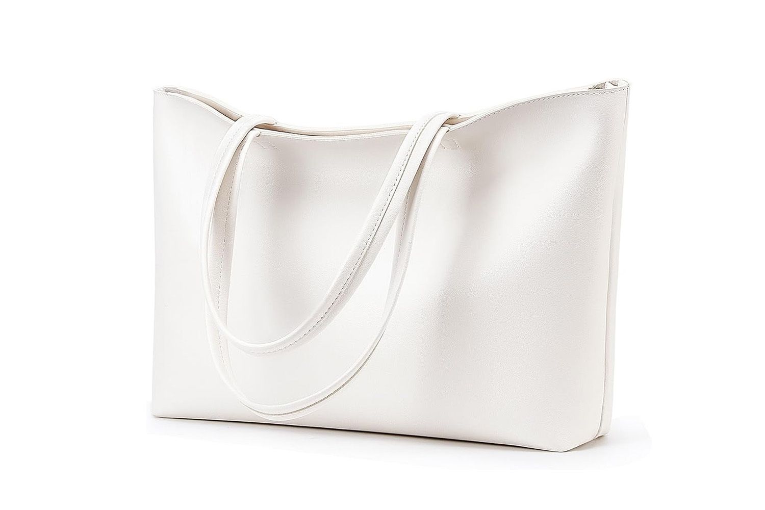 Simple faux leather tote bag with shoulder straps and a sleek design
