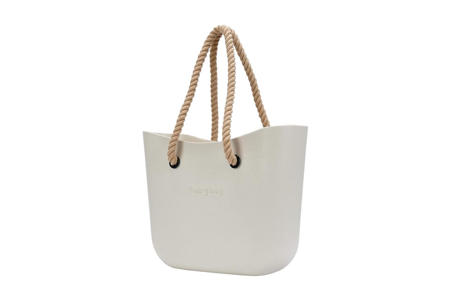 Rubber tote handbag with rope handles