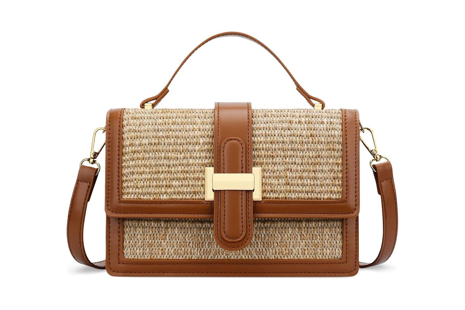 Kkxiu Top Handle Straw Crossbody Bag