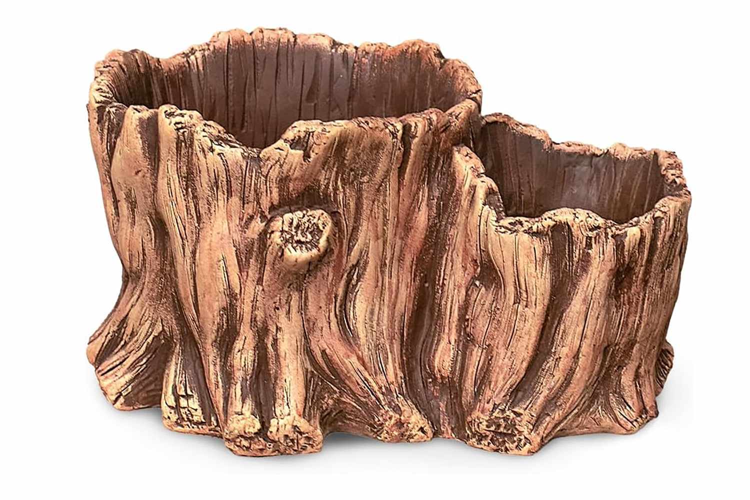 Dahlia Driftwood Stump Log Concrete Planter/Succulent Pot