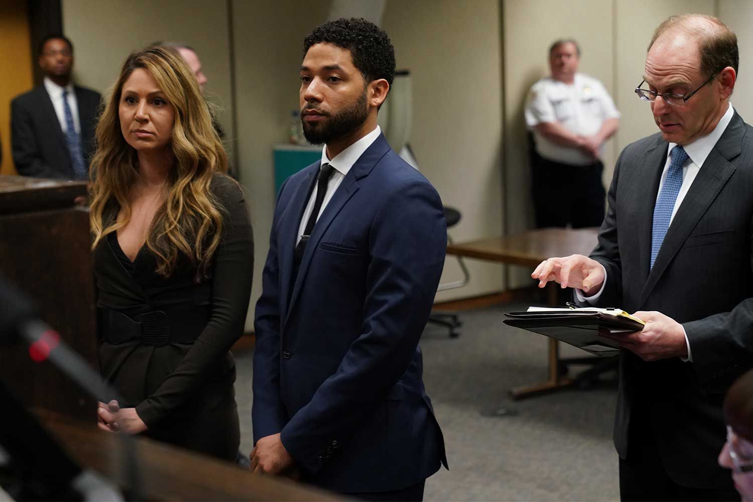 Jussie Smollett with attorney Tina Glandian at a hearing on March 14, 2019
