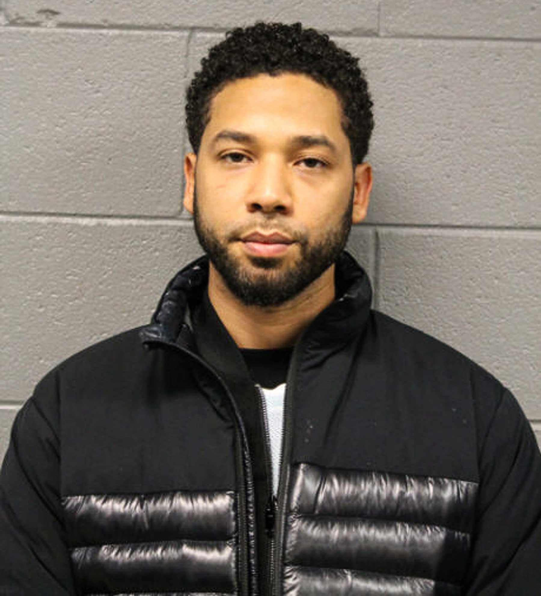Jussie Smollett booking photo after turning himself in on February 21, 2019