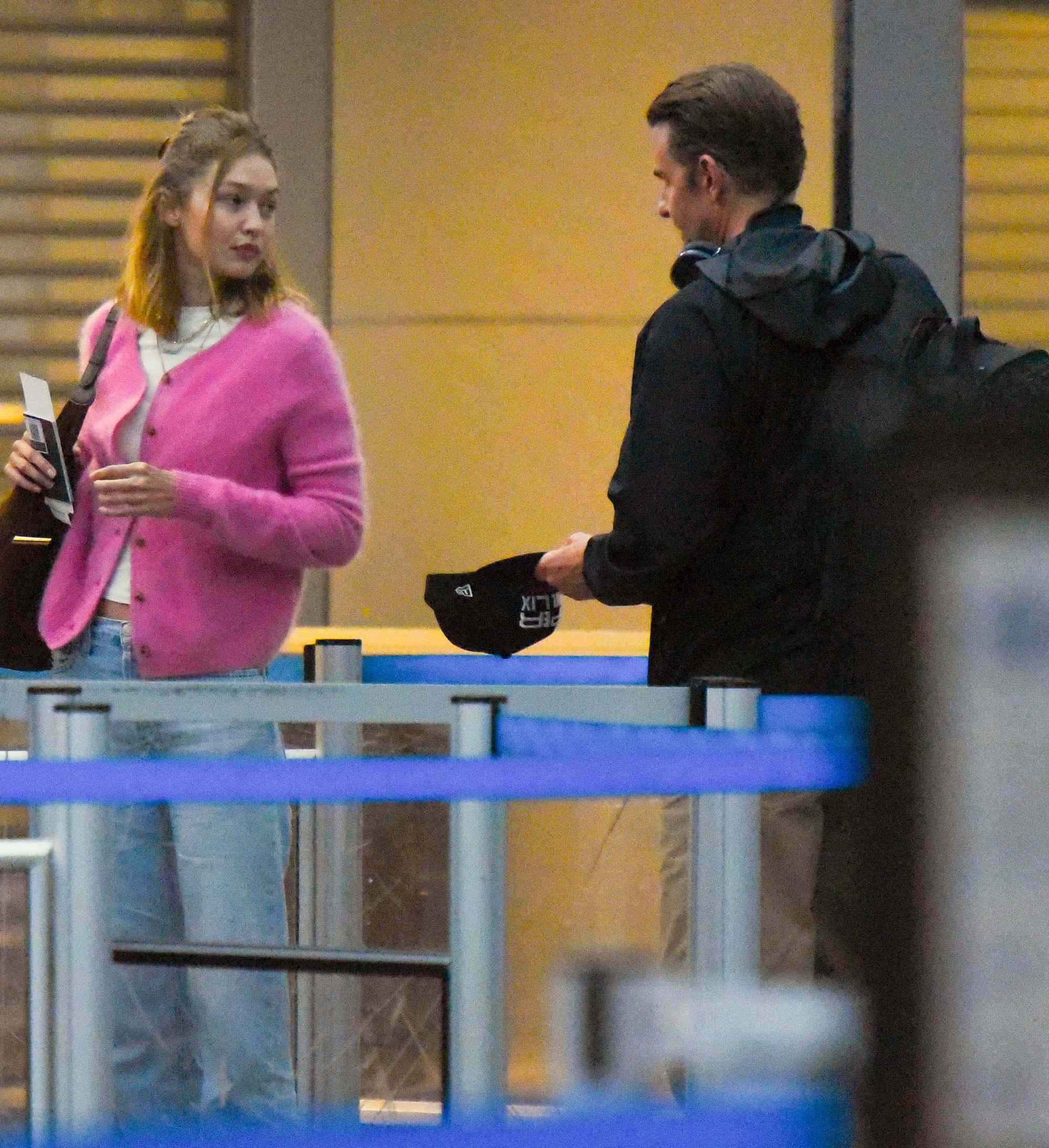 Gigi Hadid and Bradley Cooper at JFK Airport