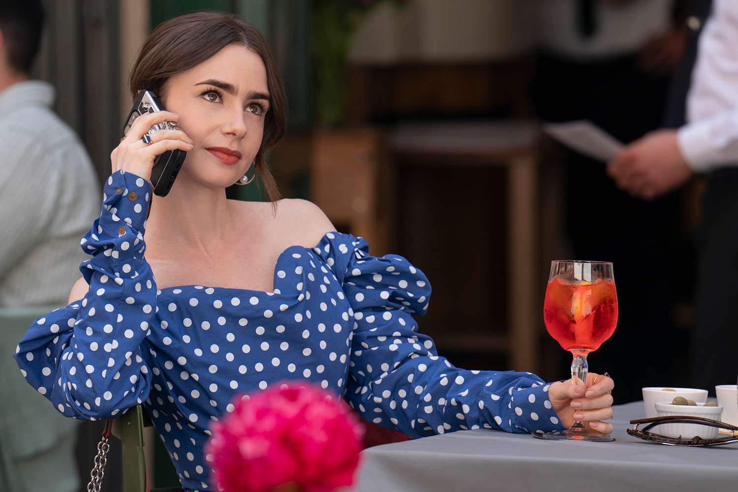Lily Collins as Emily in episode 409 of Emily in Paris
