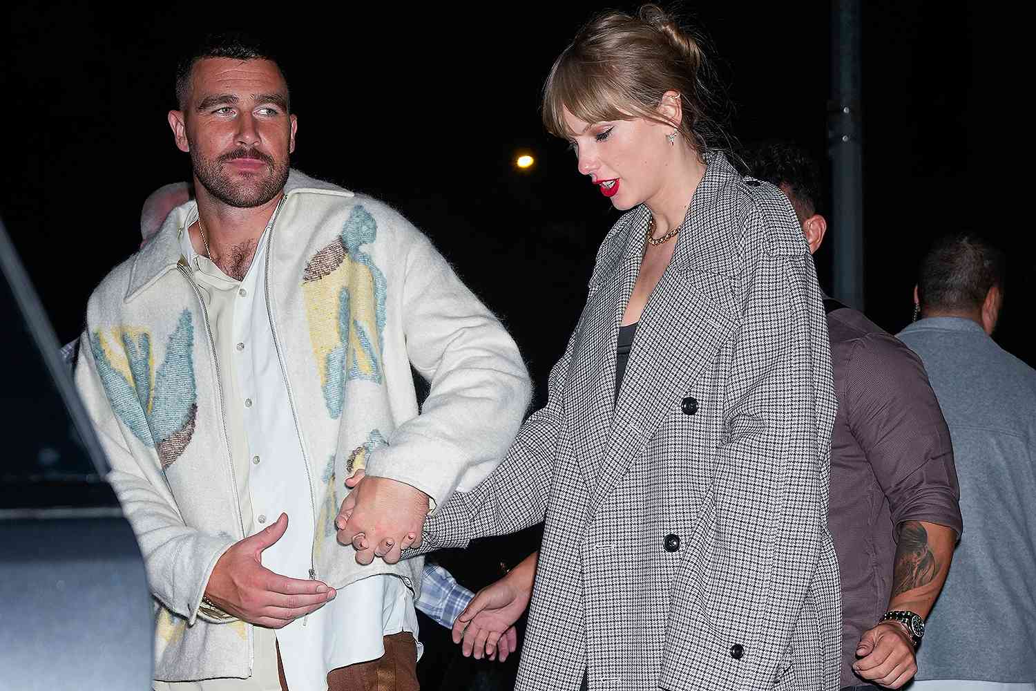 Travis Kelce and Taylor Swift depart the SNL Afterparty