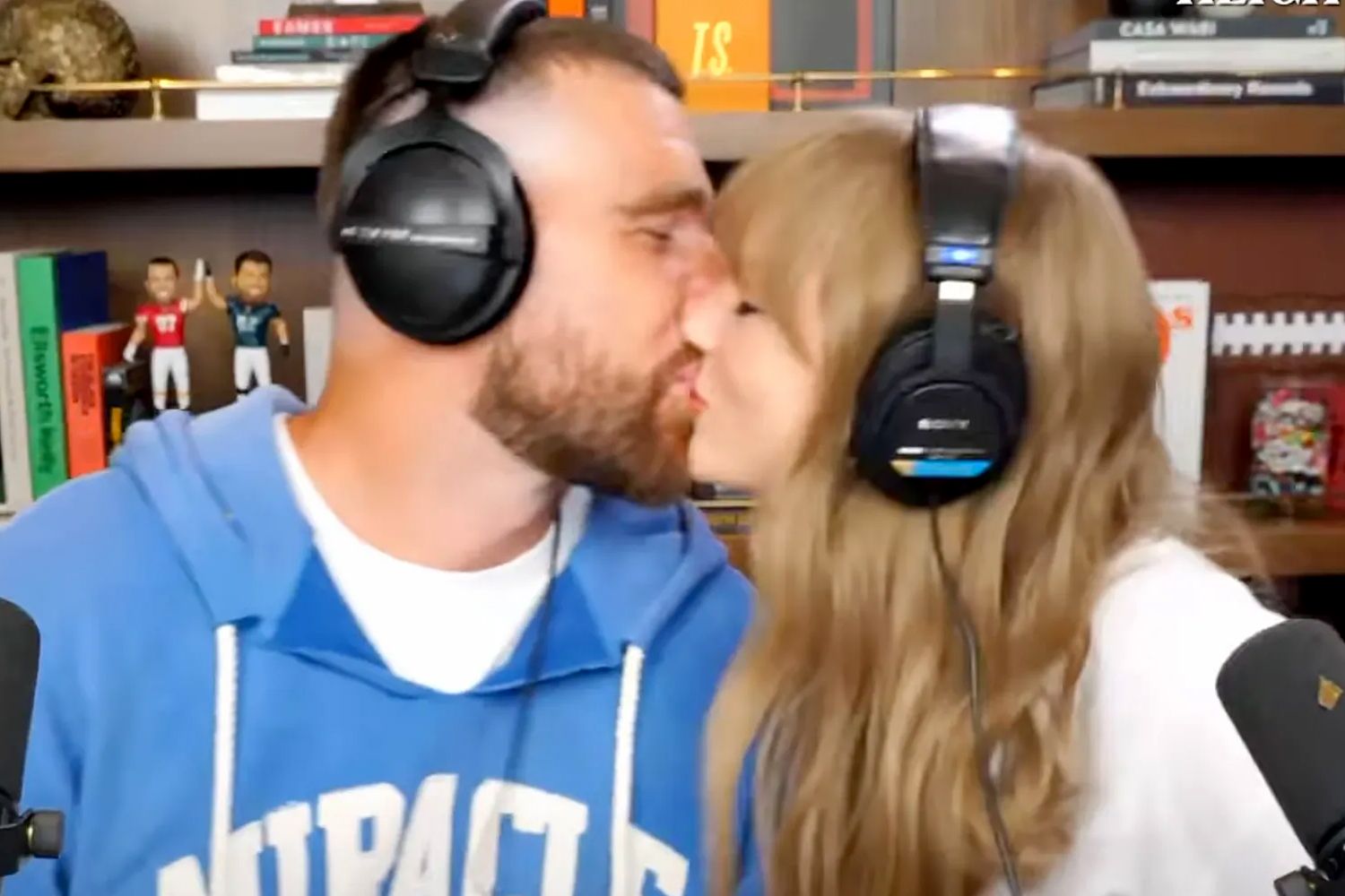 Taylor Swift and Travis Kelce Share a Kiss on the