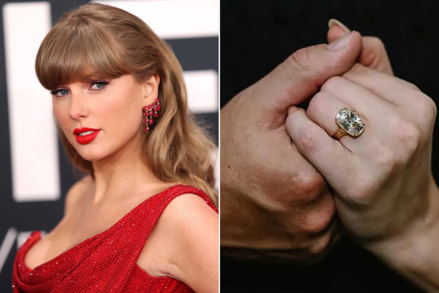 Taylor Swift attends the 67th Annual GRAMMY Awards on February 02, 2025 in Los Angeles, California; Travis Kelce and Taylor Swift engaged