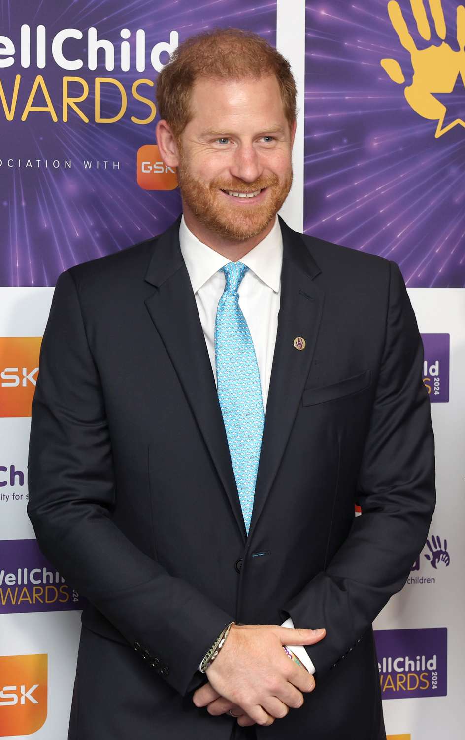 Prince Harry, Duke of Sussex smiles as he attends the Wellchild Awards 2024