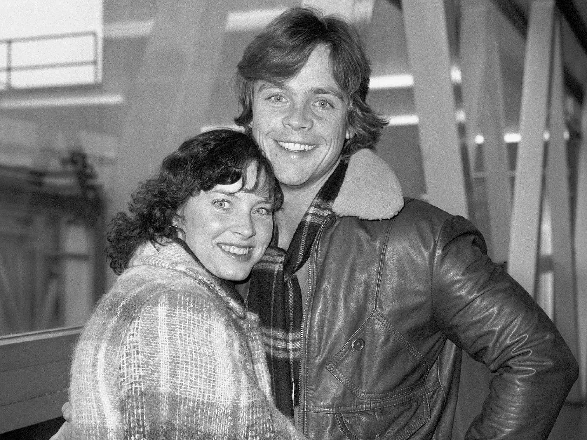 Mark Hamill, Luke Skywalker in Star Wars, at Heathrow Airport with his wife Marilou. Hamill was in London to start work on the Star Wars sequel, The Empire Strikes Back