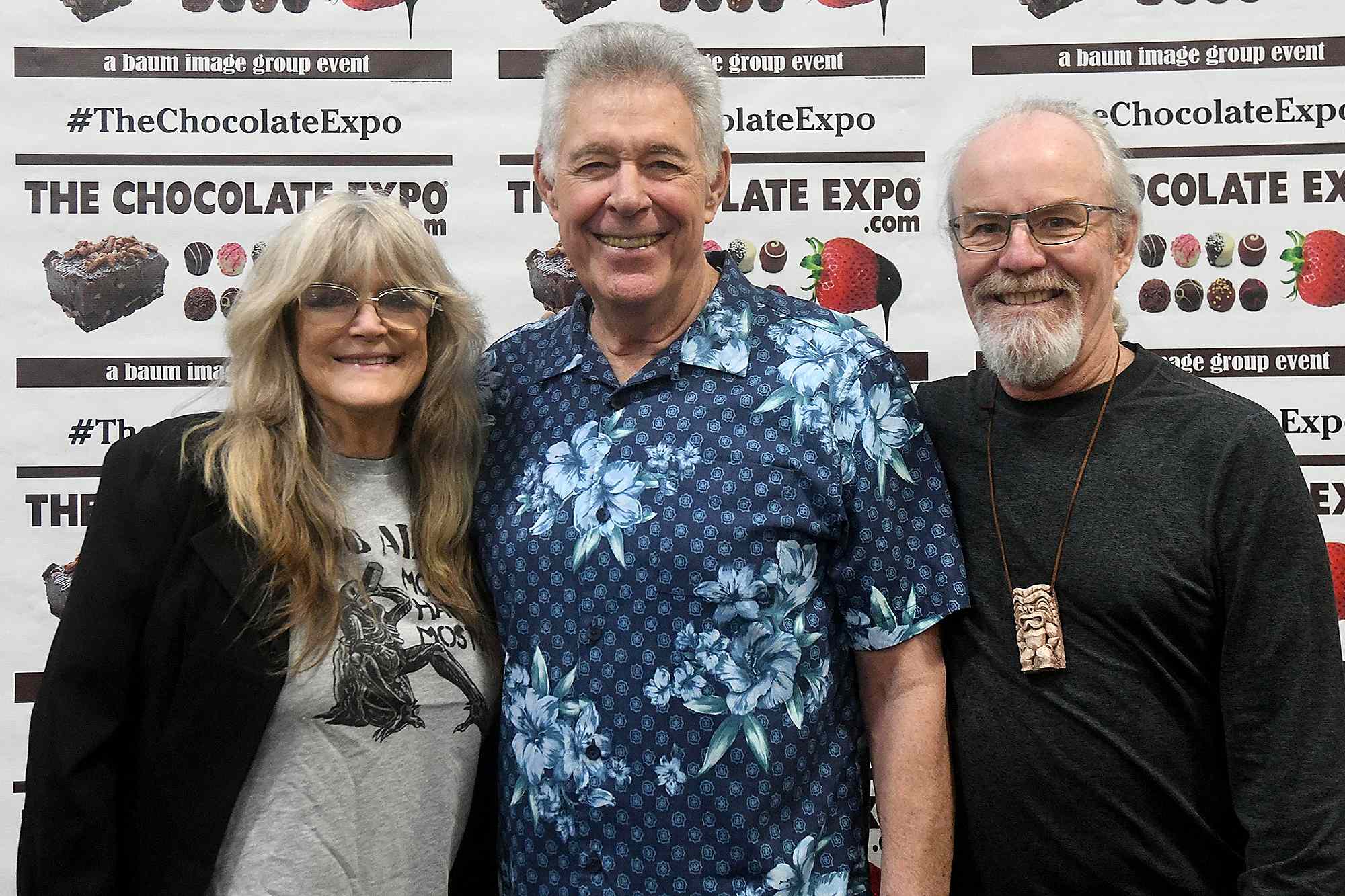 Actors Susan Olsen, Barry Williams and Mike Lookinland of The Brady Bunch attend 2025 Chocolate Expo at New Jersey Exposition Center on March 29, 2025 in Edison, New Jersey.