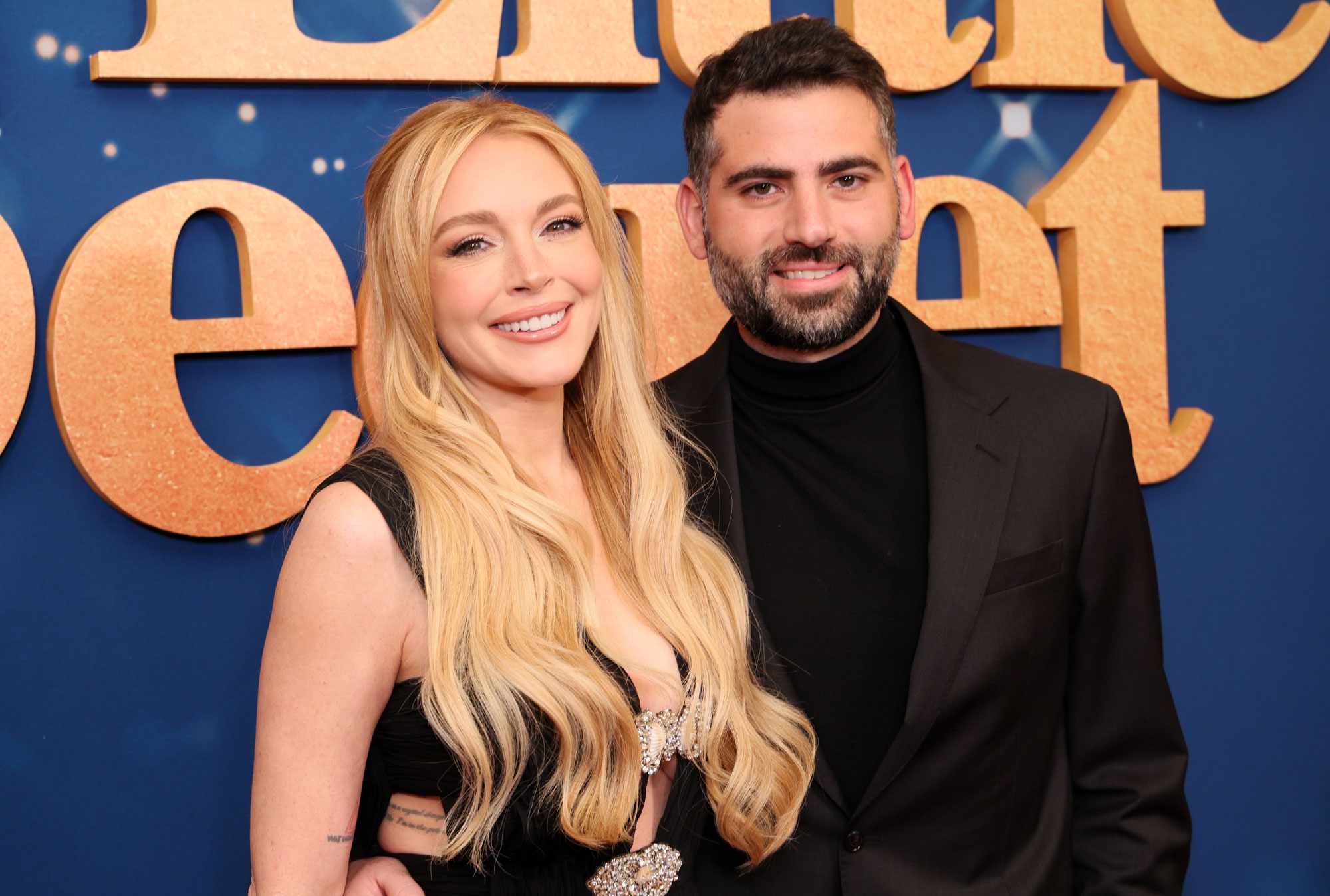 Lindsay Lohan and Bader Shammas attend the screening of Netflix's "Our Little Secret" at The Paris Theatre on November 18, 2024 in New York City