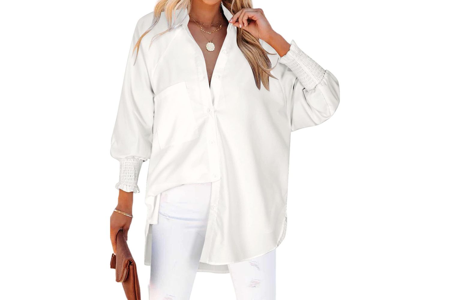 Zeagoo Womens Button Down Shirts Long Sleeve Cotton Gauze Tops Casual Collared Blouses Loose Fit