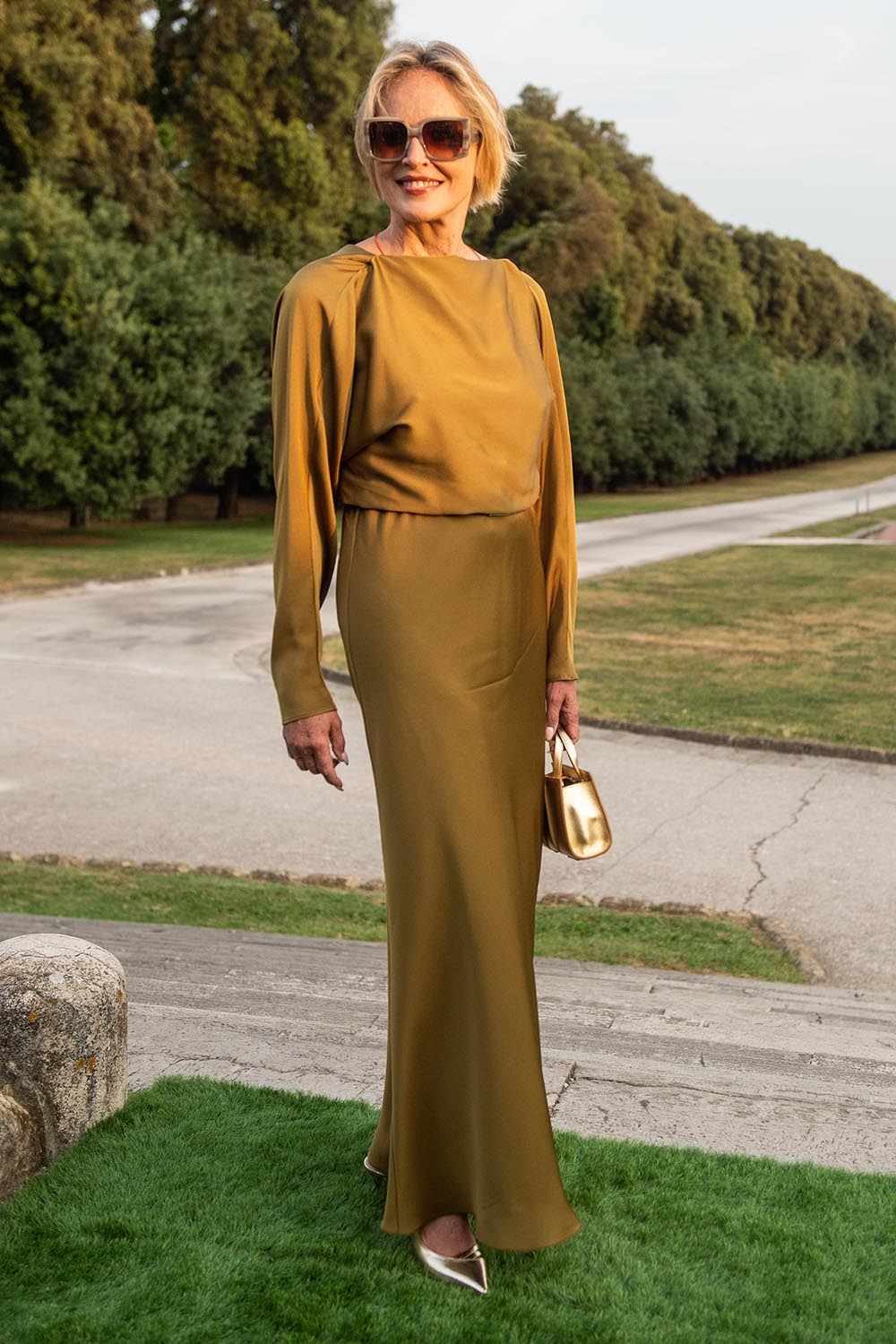 Sharon Stone attends the Max Mara Cruise fashion show at Reggia Di Caserta on June 17, 2025 in Caserta, Italy.
