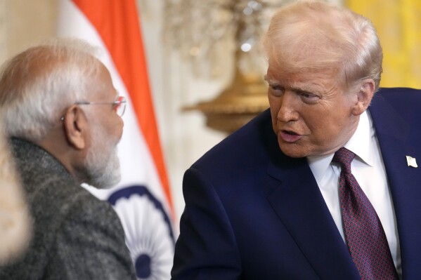 President Donald Trump speaks with India