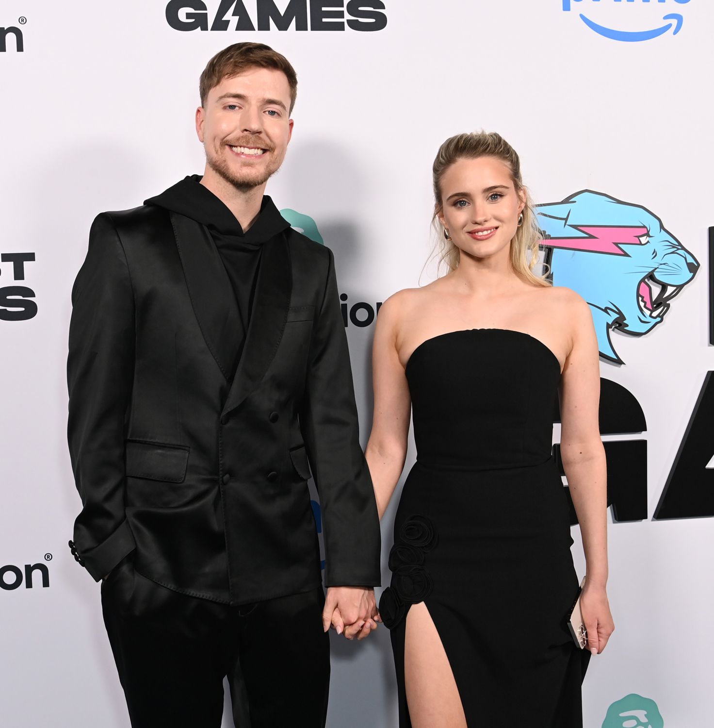 MrBeast and Thea Booysen attend as MrBeast celebrates the premiere of the new Prime Video Competition Series