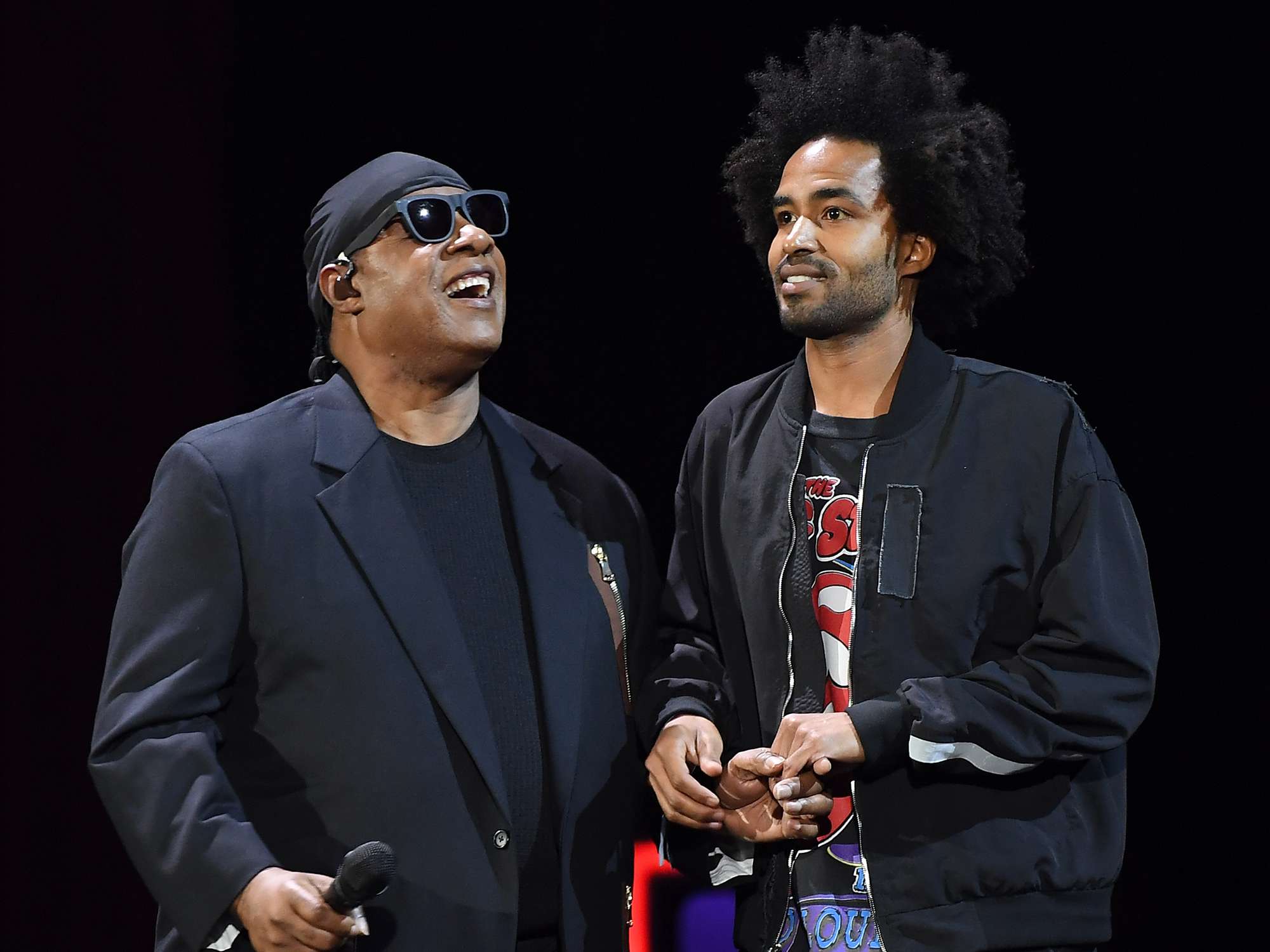 Stevie Wonder and his son Kwame Morris
