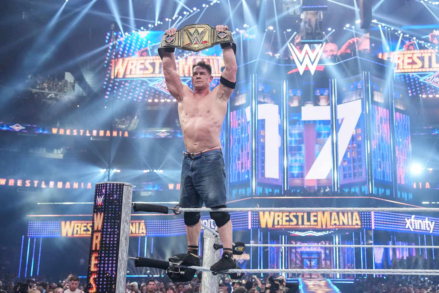 John Cena celebrates WrestleMania 41 win