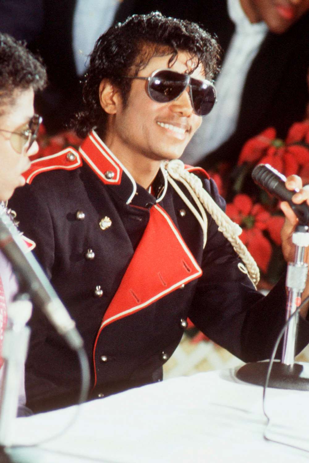 Michael Jackson at press conference for 1983 tour, New York.