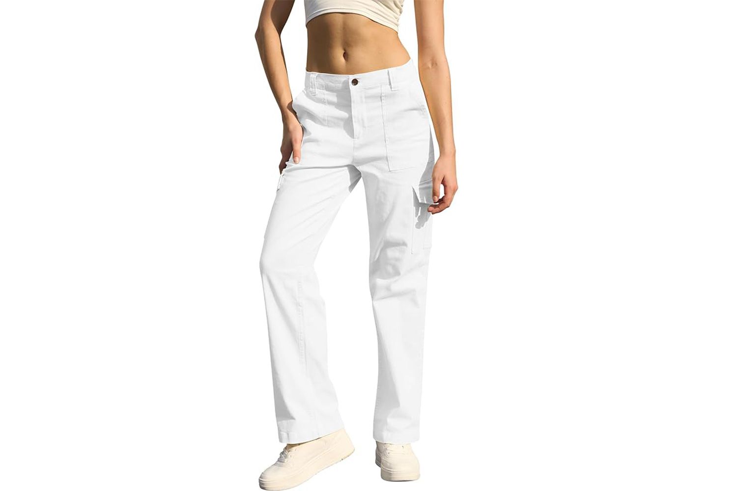 WULFUL Cargo Pants for Women High Waisted Casual Pants Straight Stretchy Wide Leg Y2K Streetwear with 6 Pockets