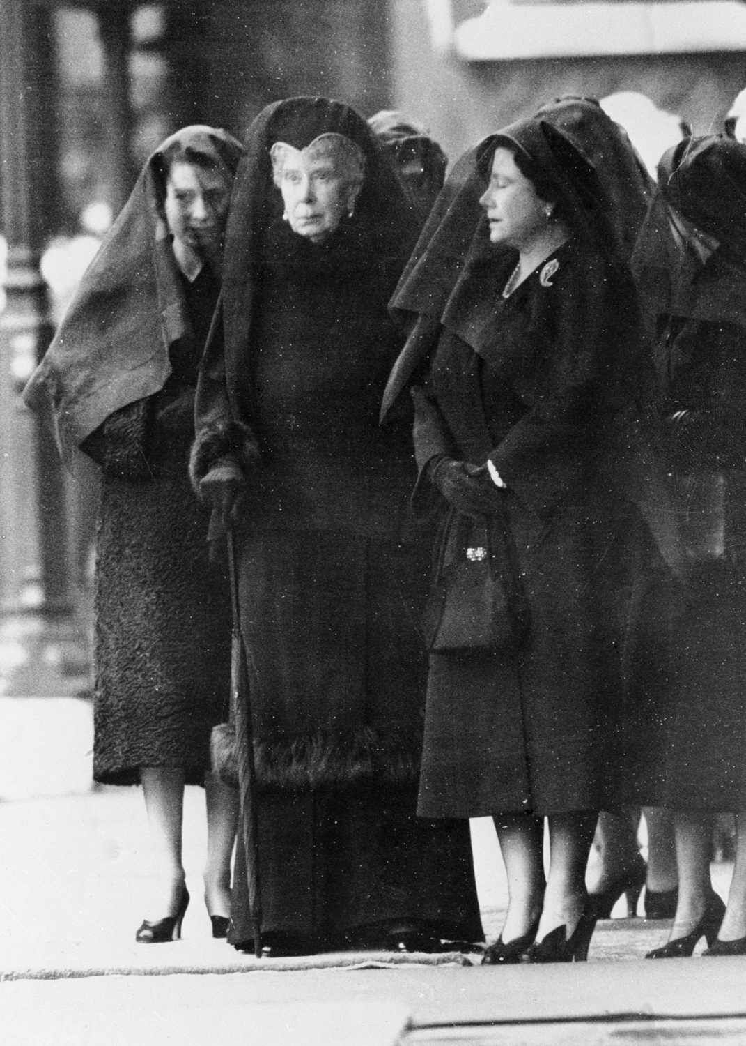 Queen Elizabeth, Queen Elizabeth the Queen Mother, widow of King George VI, and Queen Mary at London King