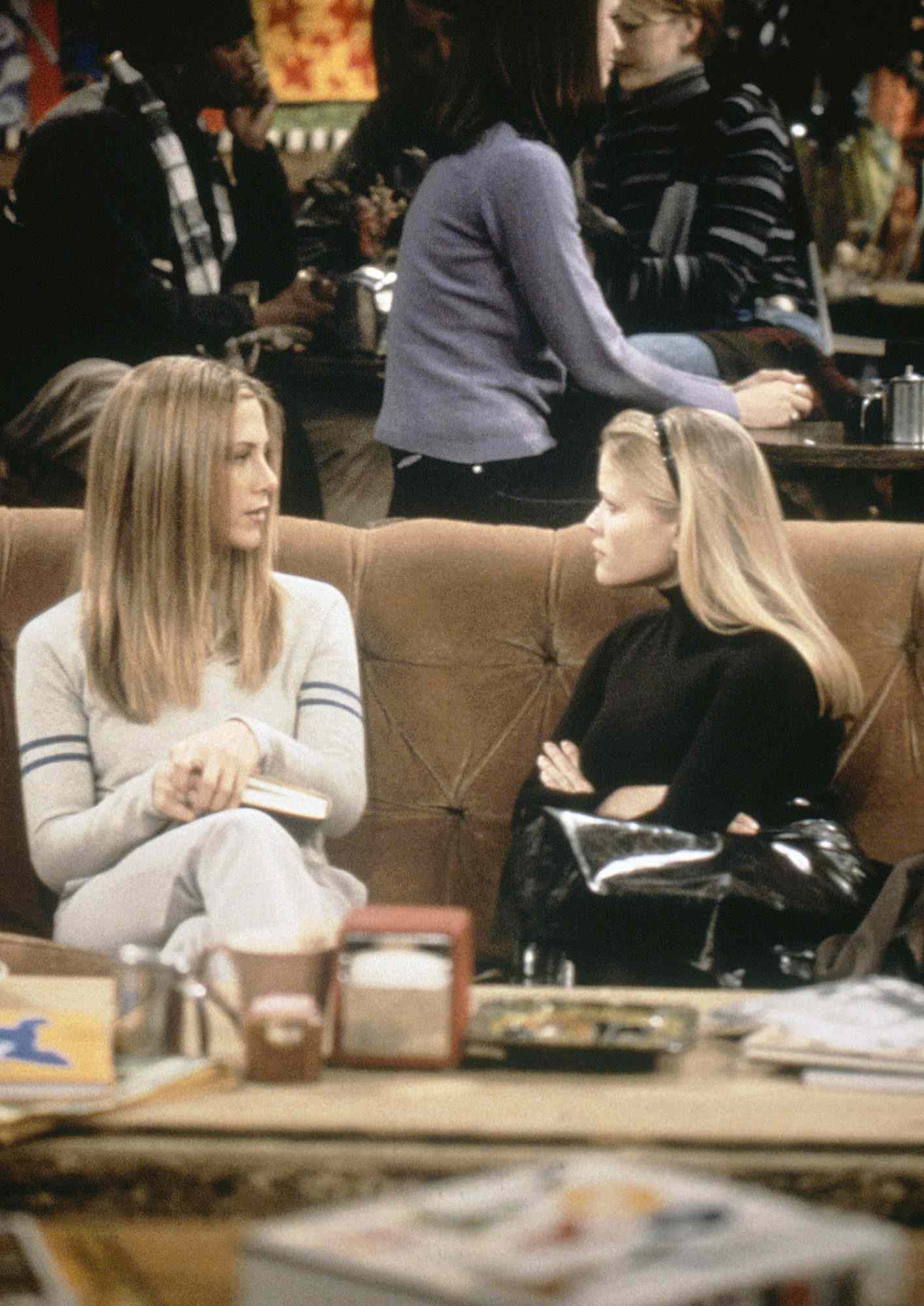 Jennifer Aniston as Rachel Green and Reese Witherspoon as Jill Greene in Friends