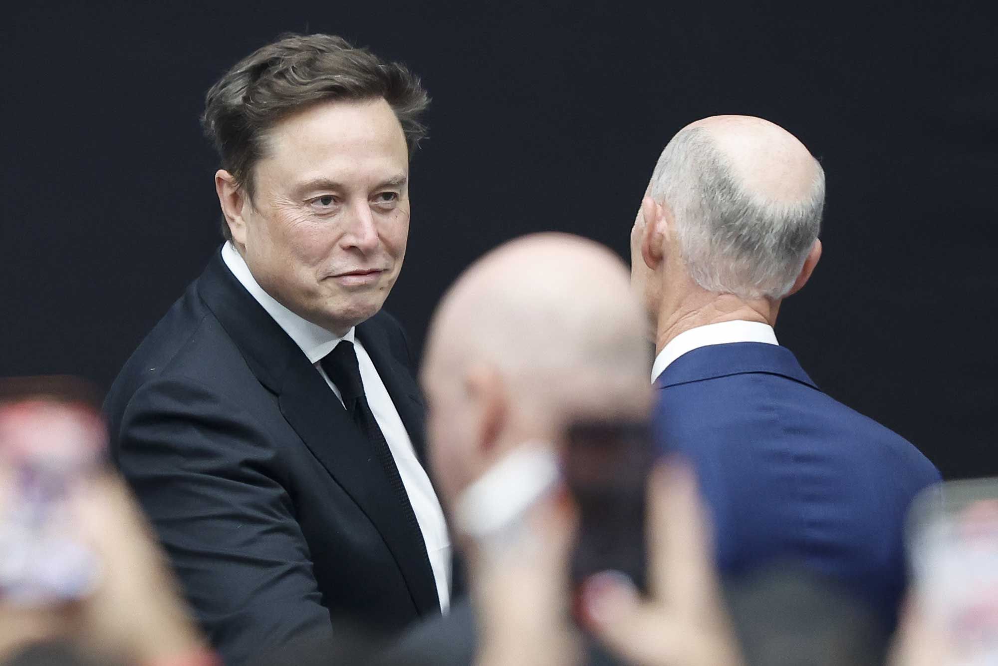 Elon Musk arriving at Charlie Kirk memorial service