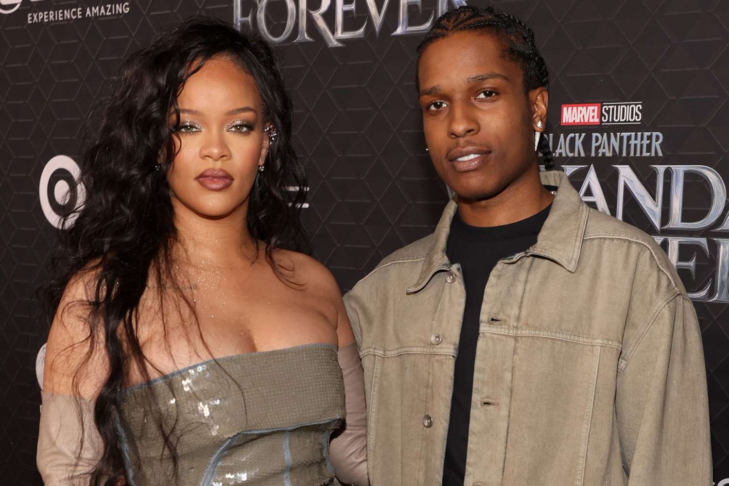 Rihanna and A$AP Rocky attend the Black Panther: Wakanda Forever World Premiere
