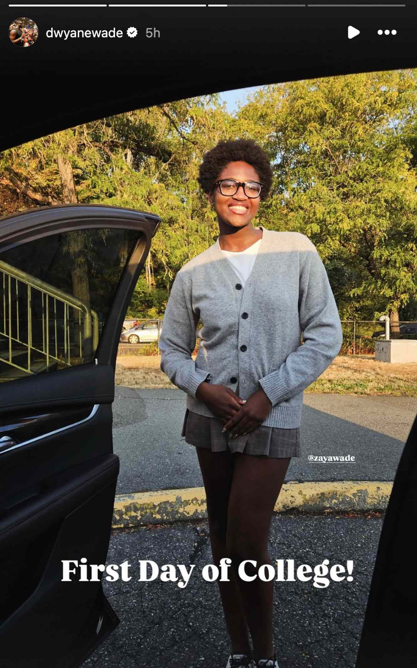 Dwyane Wade Shares Photo of Daughter Zaya on First Day of College
