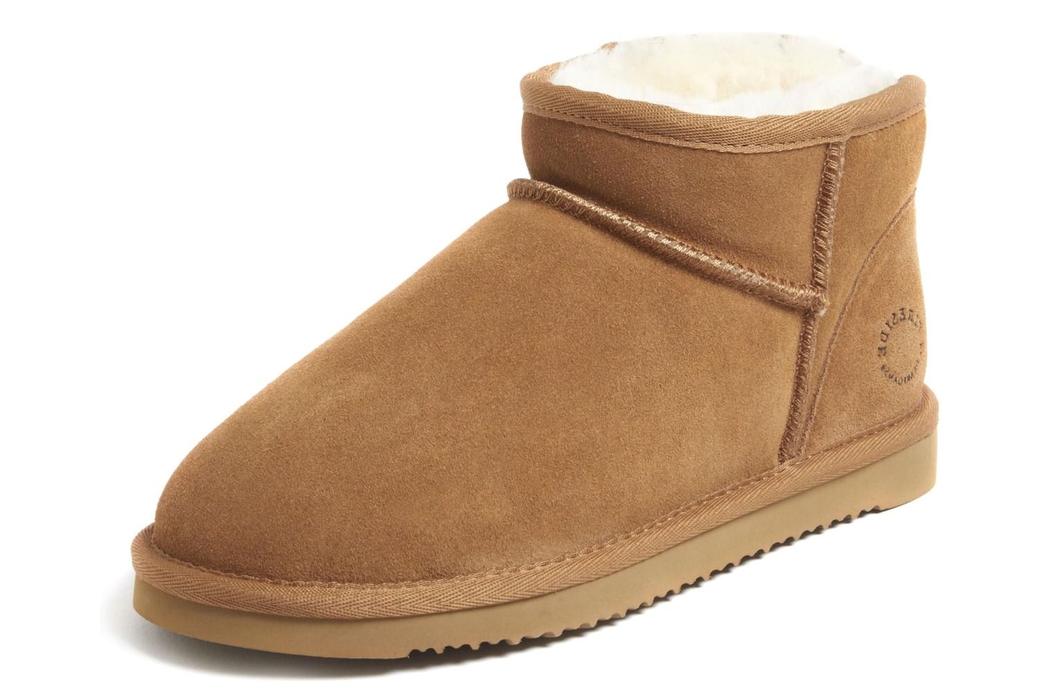 Fireside By Dearfoams Womens Riverland Shearling Fur Lined Mini Ankle Boot With Platform Slipper