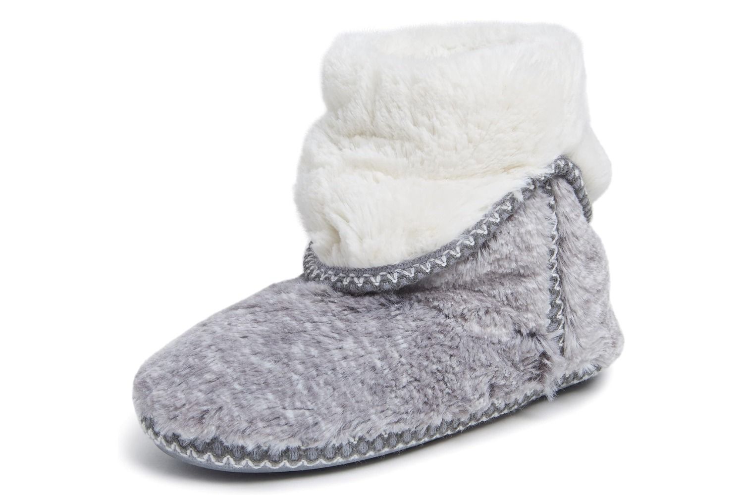 Dearfoams Womens Fuzzy Memory Foam Beth Bedroom Bootie Slipper