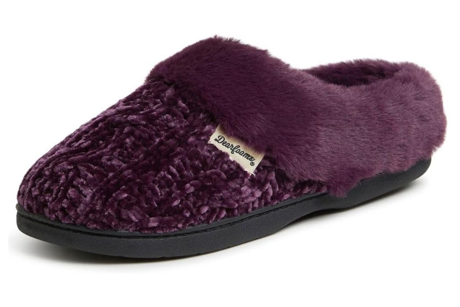 Dearfoams Womens Fuzzy Memory Foam Claire Clogs